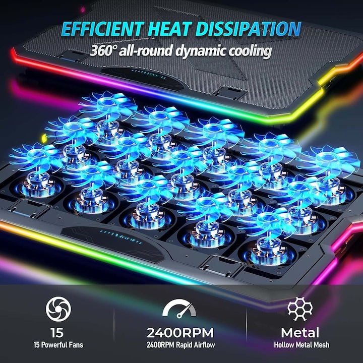 Професионален RGB геймърски охладител за лаптоп