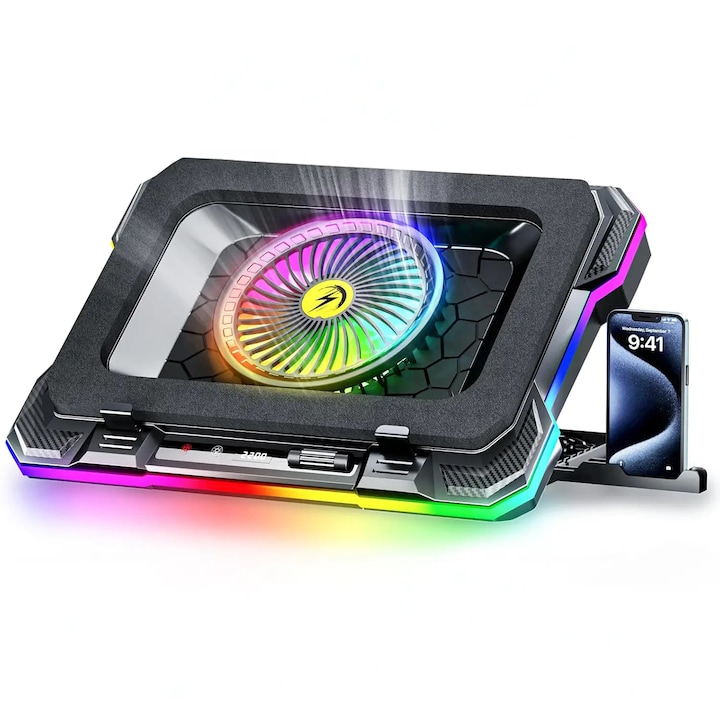 Охладител за лаптоп Gaming RGB Elindor® с турбо вентилатор 14 см